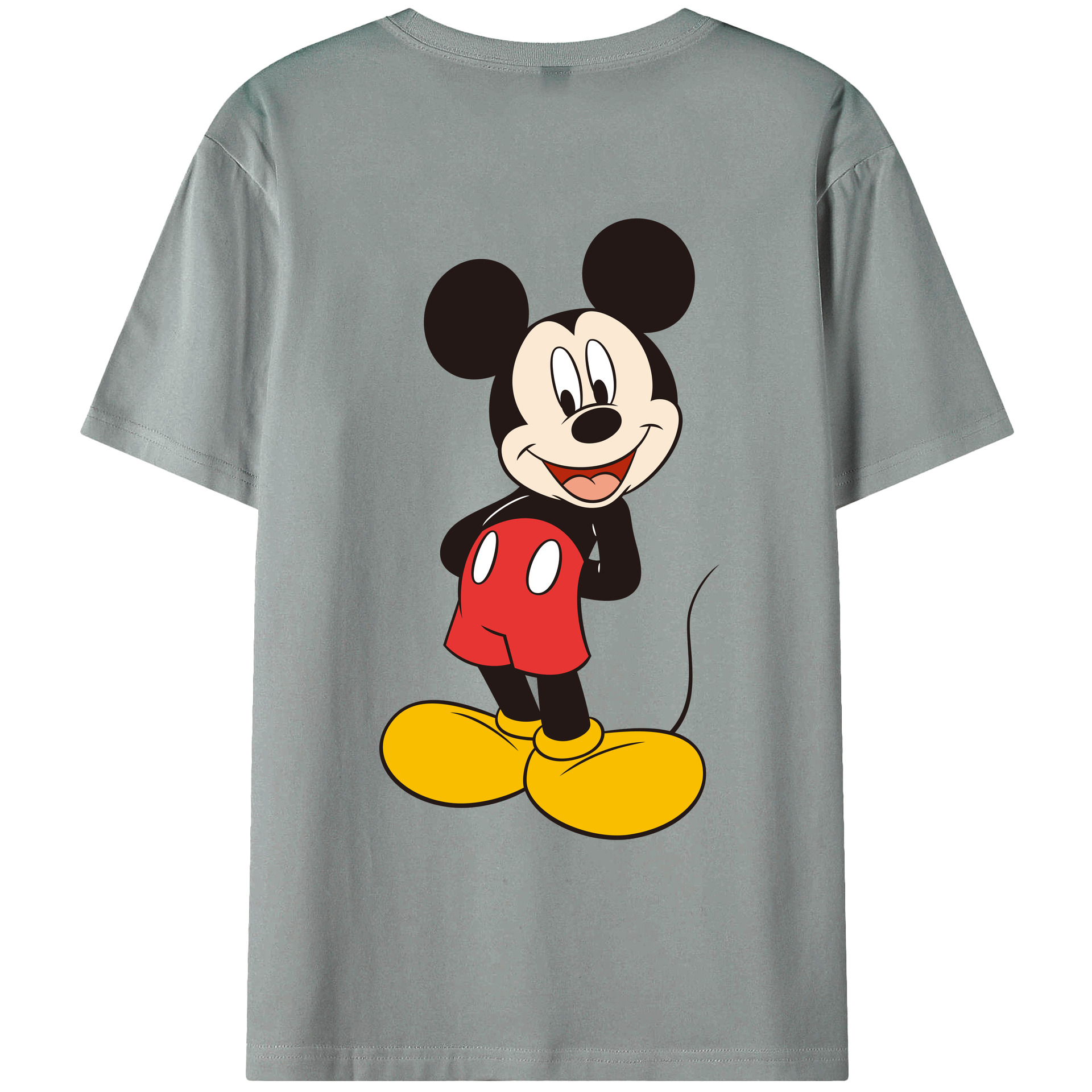 ミッキーマウス Mickey Mouse 綿100％ メンズ半袖Tシャツ（バックプリント） 通気性